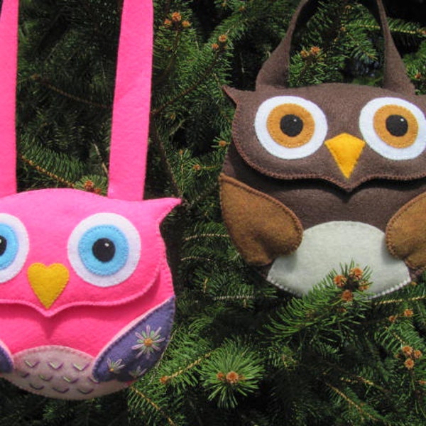 Little Girls Owl Purse Pattern Felt Purse Tutorial Owl Gift Bag Party Favor PDF Tutorial How To ePattern