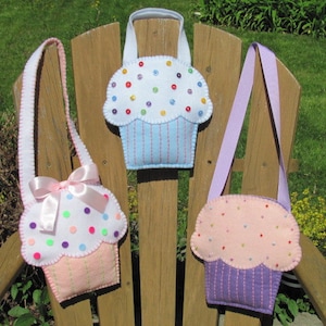 Patron de sac à main cupcake pour petite fille Patron de sac à main en feutre, sac cadeau cupcake cadeau de fête Tutoriel PDF Comment créer un motif électronique