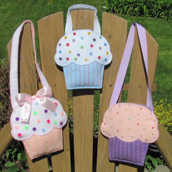 Little Girls Cupcake Purse Pattern Felt Purse Pattern Cupcake Gift Bag Party Favor PDF Tutorial How To ePattern