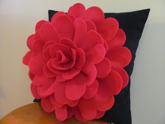 Felt Flower Pillow Pattern Daisy Rose Felt Flower Throw Pillow Etsy