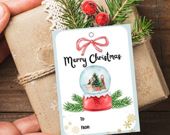 Printable Nutcracker Snow Globe Christmas Gift Tags