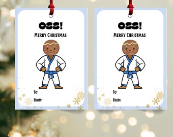 Jiu Jitsu Gingerbread Man Christmas Gift Tags (Digital Download)
