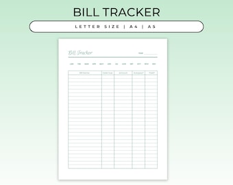 Bill Tracker Printable