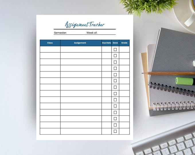 EDITABLE Assignment Tracker Printable, Homeschool Assignment Tracker ...