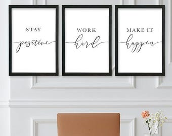 Inspirational Office Wall Art Set – 3 Motivational Quotes Digital ...
