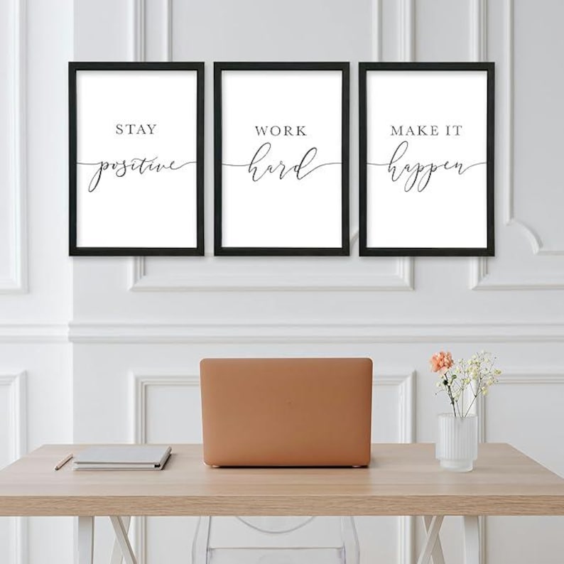 Inspirational Office Wall Art Set – 3 Motivational Quotes Digital ...