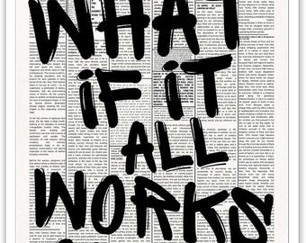 What If It All Works Out? Minimalist Quote Print (Digital Download), Positive Affirmation Quote Poster , Motivational Bedroom Decor Print