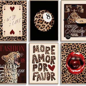 Leopard Wall Art, Cheetah Gallery Decor, Y2K Preppy Poster (Digital Download)
