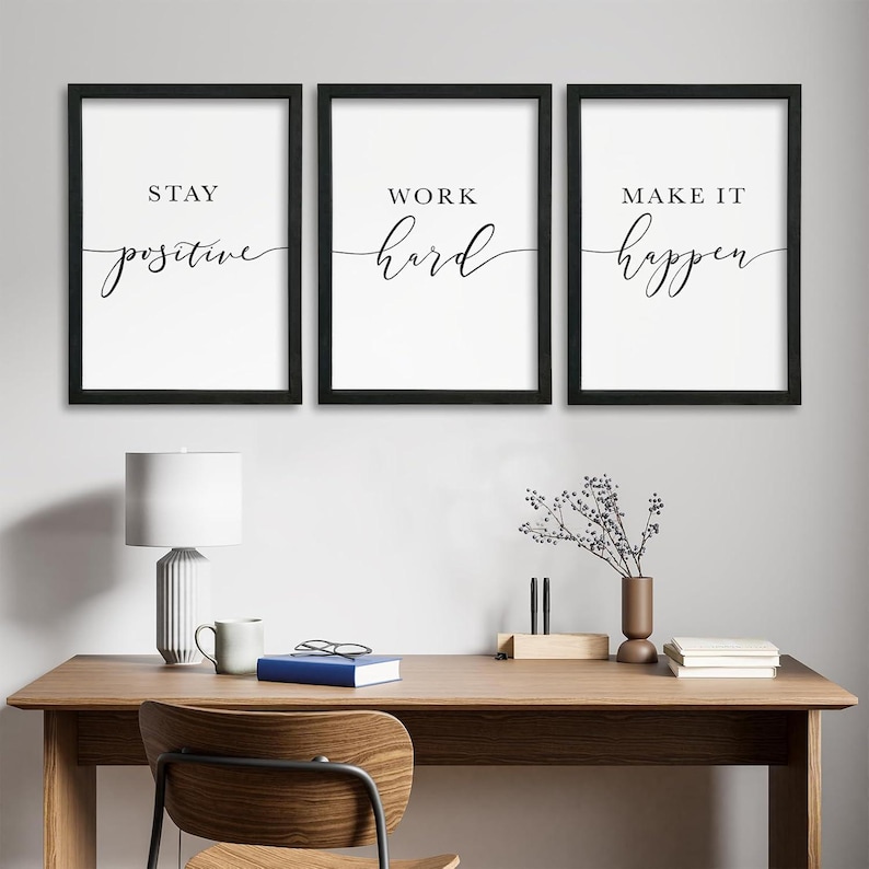 Inspirational Office Wall Art Set – 3 Motivational Quotes Digital ...