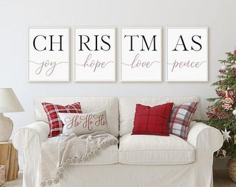 Joy Hope Love Peace Christmas Print Set | Inspirational Holiday Wall Art (Digital Download)