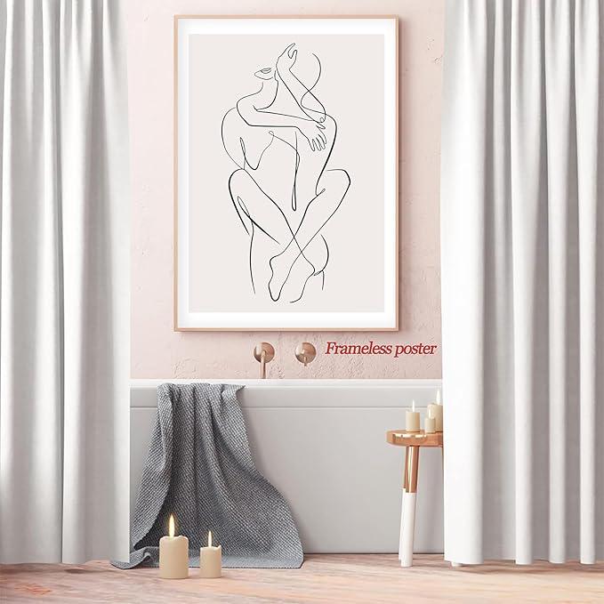 Minimalist Couple Line Art Print, Abstract Hugging Figure (digital ...