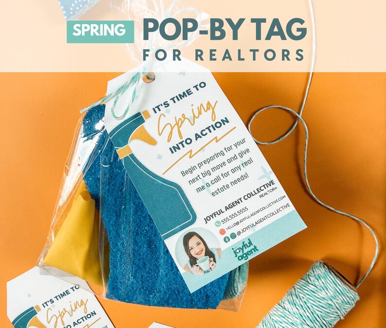 Spring Into Clean Tags Spring Realtor Pop-by Tag Canva Template With Cleaning Checklist - Etsy