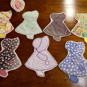1 Vintage Sunbonnet Sue Appliqued & Hand-quilted Quilt Blocks For Your Projects Floursack Fabrics 8"x12"