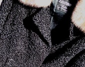 Persian Lamb Mink Coat, Black Lamb Light Brown Mink Coat, Long Curly Lamb Coat Mink Collar, R D 39 Antonio Black Lamb Coat