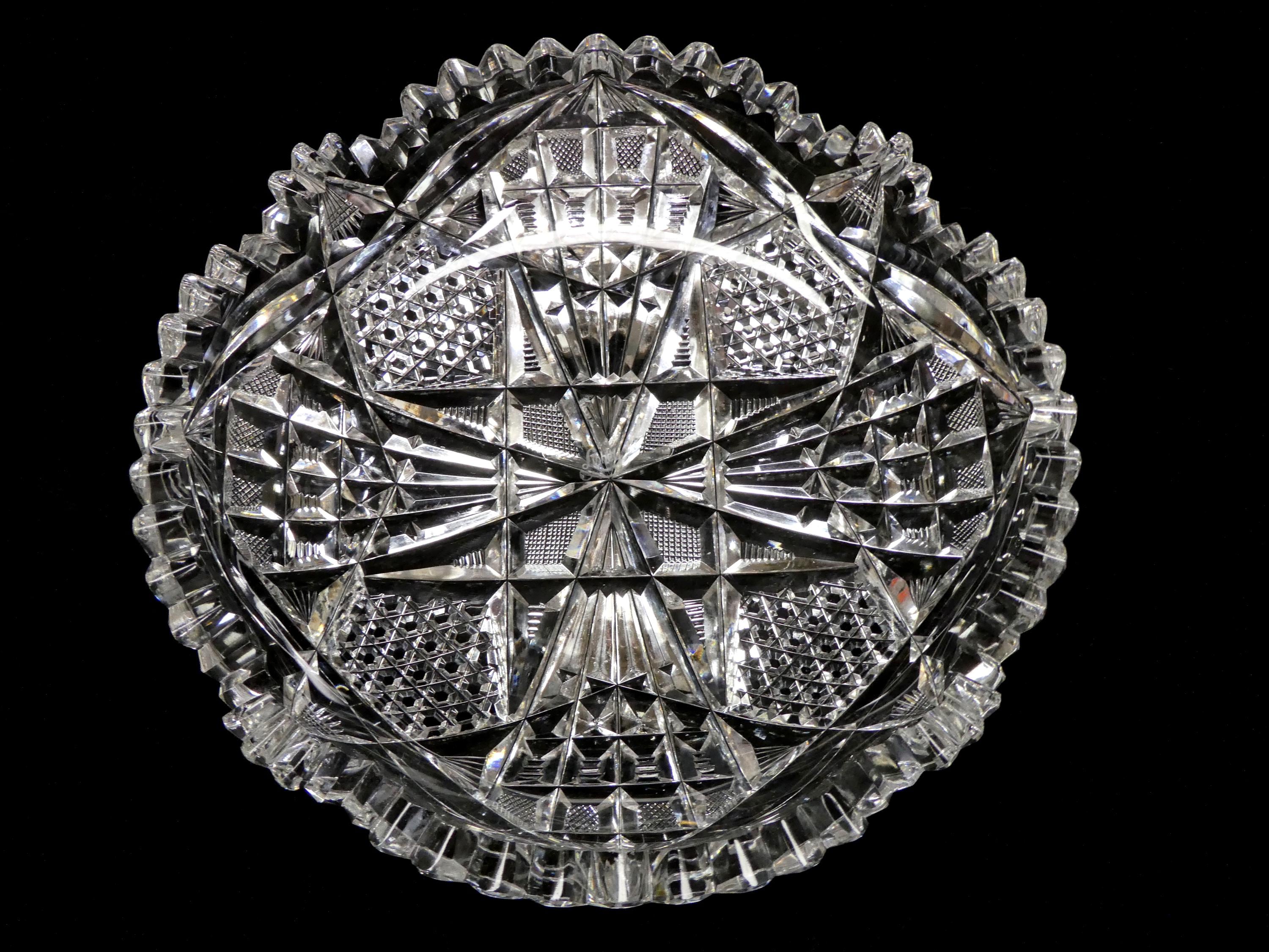 Antique Libbey Cut Crystal Bowl 7"