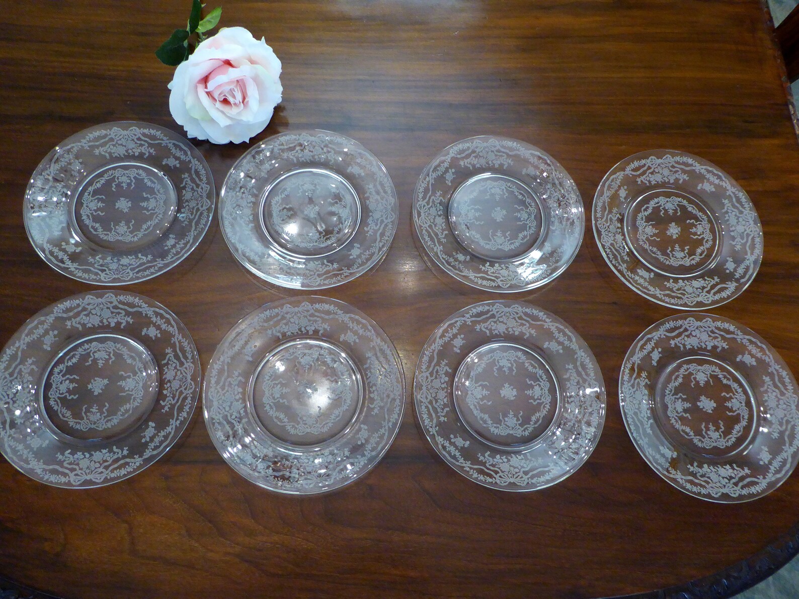 8 FOSTORIA ROMANCE Etched Glass Salad Plates 7.5 Etsy