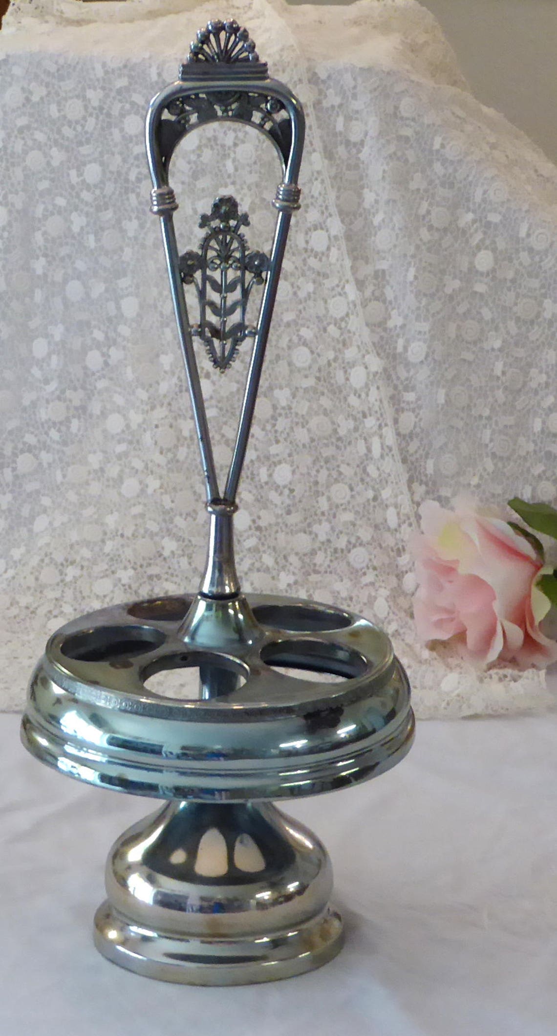 Silver Plate Cruet Condiment Bottle Holder Pelton Bros & Co Etsy