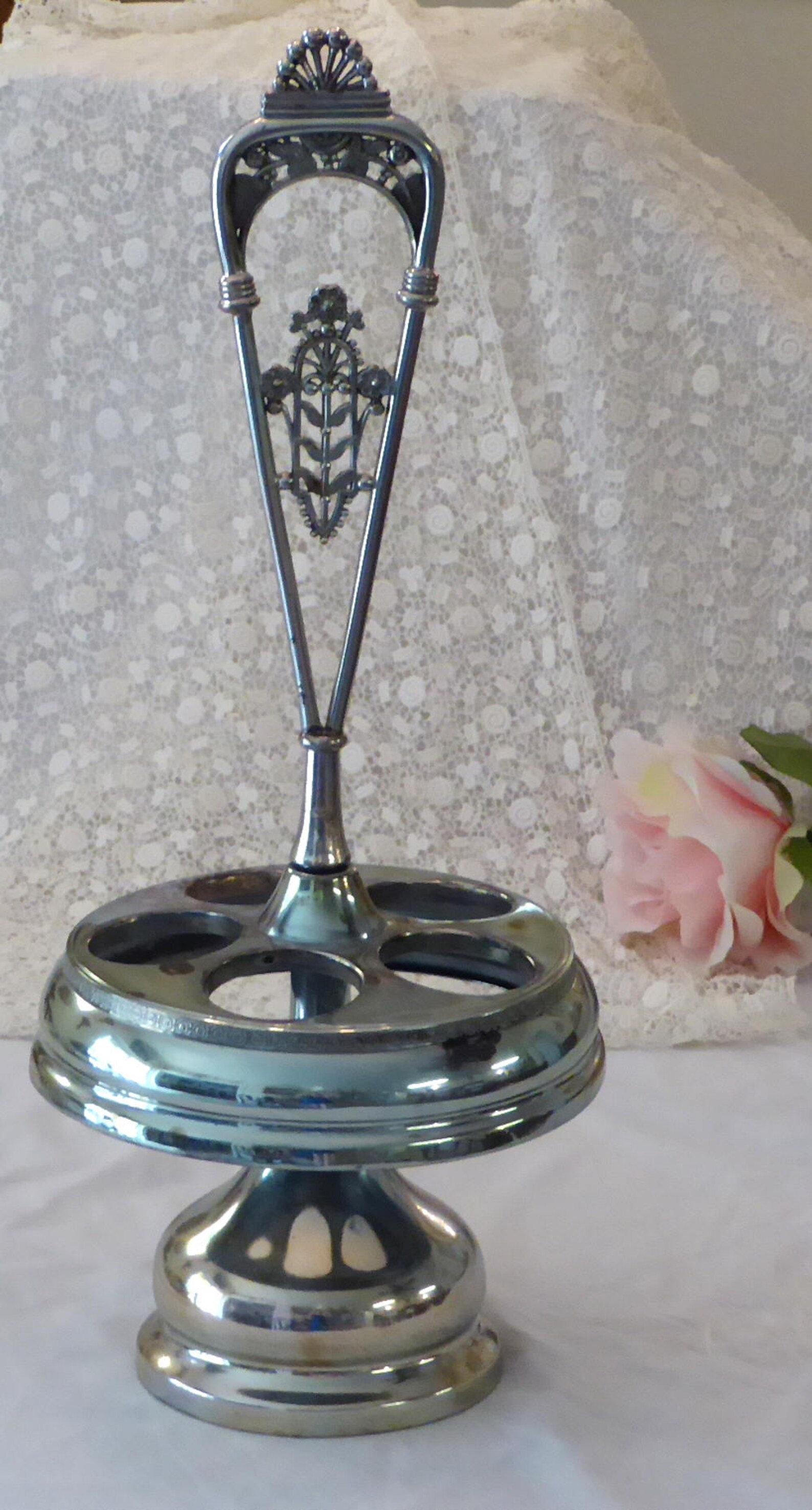 Silver Plate Cruet Condiment Bottle Holder Pelton Bros & Co Etsy