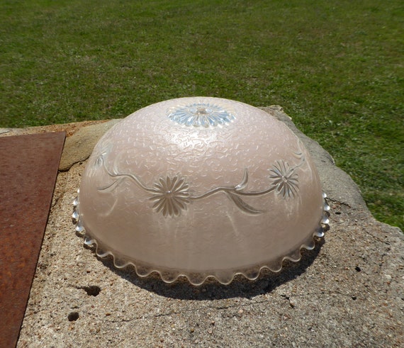Vintage Pale Pink Glass Ceiling Light Shade 11 X Image 0