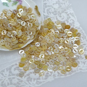 5mm-3/16&quot; Mixed Amber & White Tiny Mother Of Pearl Vintage Real Shell Buttons, Tiny &quot;Cat Eye&quot; MoP Buttons 15ct/200ct FUN LOW PRICE !!!