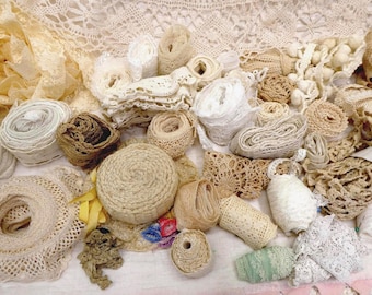Vintage Lace & Crochet Grab Bag: Craft Supplies for Slow Stitching and Art *Shipping Included