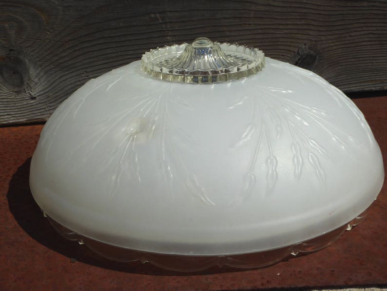 Vintage Fl Frosted Glass Ceiling Light Shade 10 X 4 White Lamp Indoor Ød