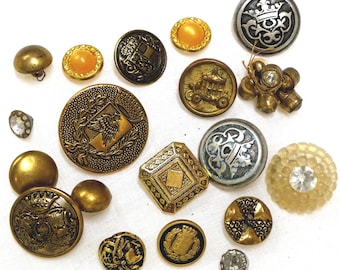 24 Vintage French Inspired Buttons: Crowns, Carriages & Jewels