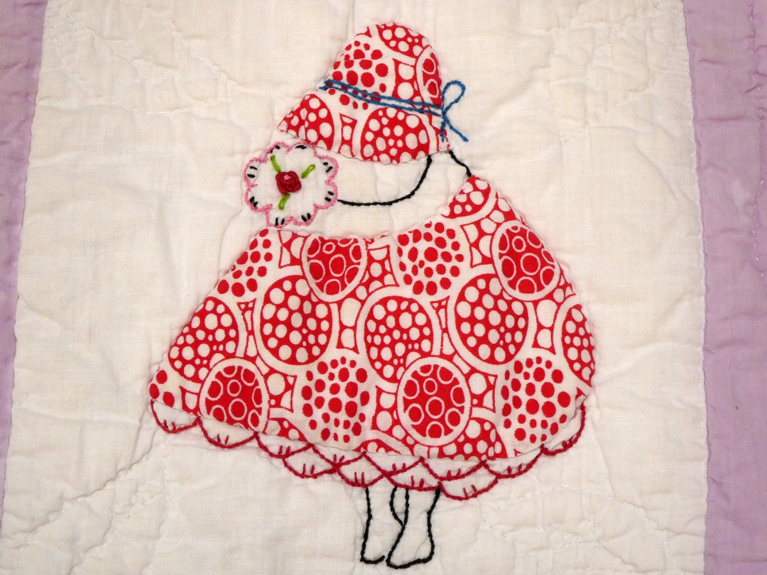 Vintage Tropical Bonnet Girl Quilt Block 11x10 - Etsy