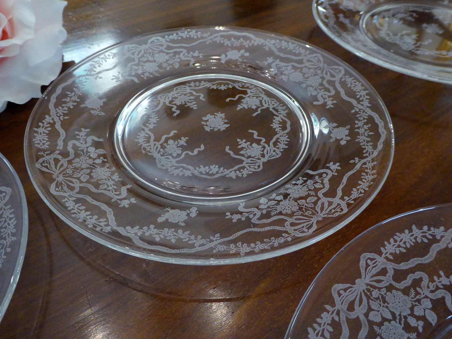 8 FOSTORIA ROMANCE Etched Glass Salad Plates 7.5 Etsy