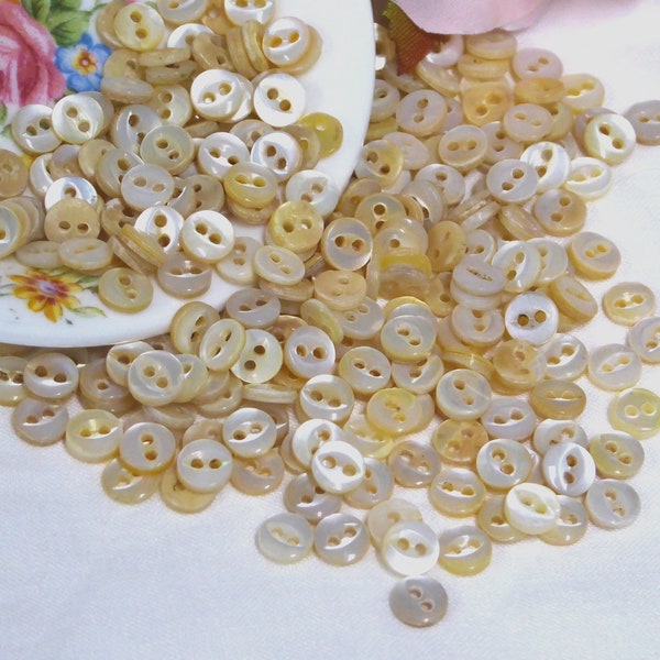 5mm-3/16" White Tiny Mother Of Pearl Fish Eye Vintage Buttons, Smallest "Cat Eye" MoP White Sewing Buttons (15ct/200ct) FUN LOW PRICE !!!