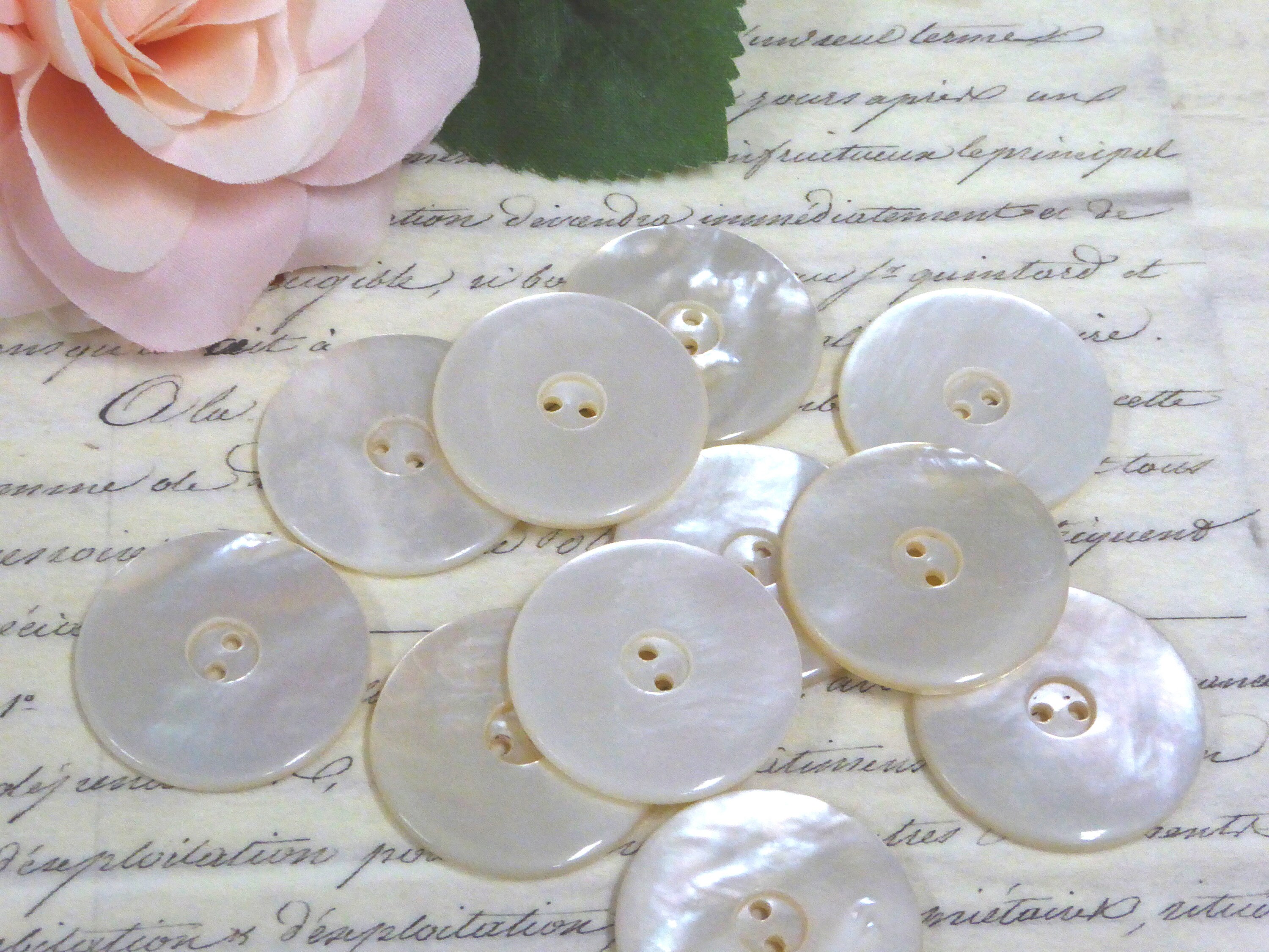 Cream Faux Pearl Flat Button Clip On Earrings 1 1/16" Vintage Cream Faux Pearl Flat Button Clip On Earrings 1 1/16" Vintage