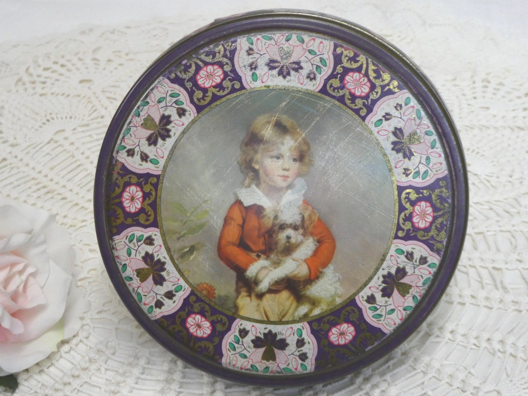 Vintage English Biscuit Tin Bremont's boy With Dog, Peek Frean English