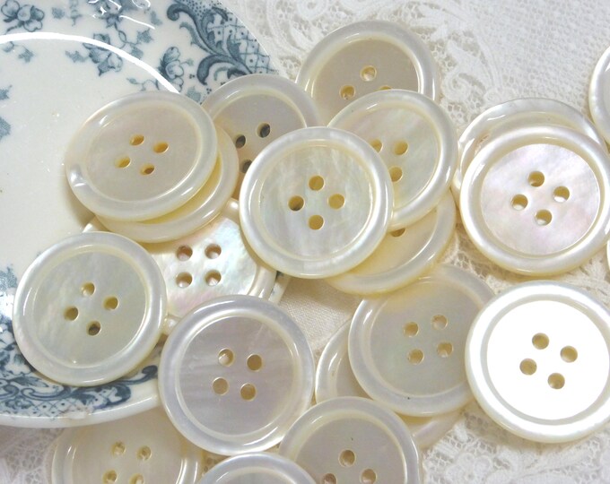 Pear Buttons Vintage Mother of Pearl Buttons: Iridescent White Shell, 24mm (4 Pc) - Etsy