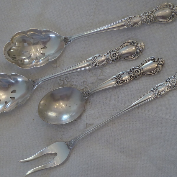 Vintage "Heritage" Silverware Baby Spoon Pickle Fork Sugar Sifter, Heritage Large Sugar Sifter 1847 Rogers Misc Pieces