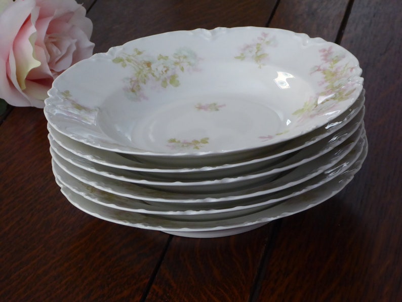 Vintage Bretagne Haviland Limoges 6 Large Soups \u00d8P Haviland Limoges Bretagne 6 Large Rim Soup Bowls Bretagne Haviland Limoges Porcelain