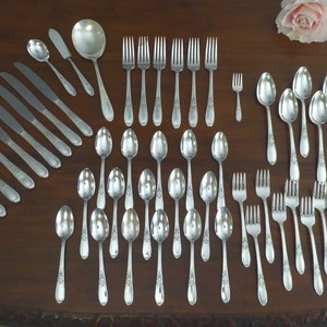 50pcs Burgundy/Champagne Wm Rogers, Vintage Burgundy Champagne 8 Place Settings  NEW LOW PRICE!!!