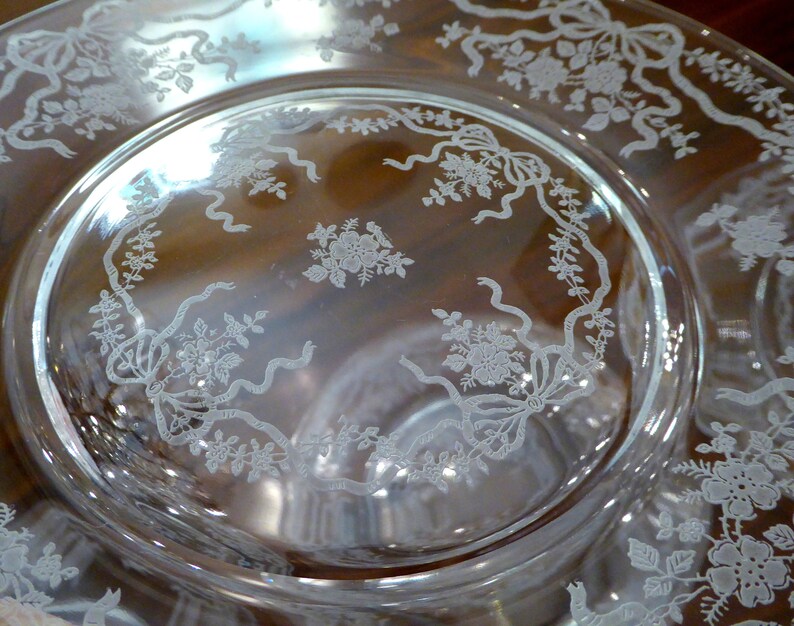 8 FOSTORIA ROMANCE Etched Glass Salad Plates 7.5 Etsy