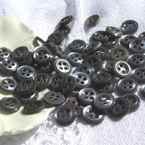 Vintage Black Gray Mother of Pearl Buttons, 10mm Shell Buttons (15ct/50ct) A8