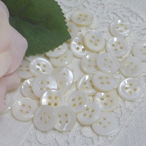 12mm-1/2" Super White Mother Of Pearl Vintage Buttons with Wide Rim, White MoP 4 Hole High Grade Natural Shell Sewing Buttons