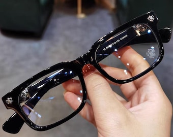 Lightweight Titanium and Acetate Square Glasses Frame, Eyeglasses for Men and Women, Compatible With Prescription & Blue-Light Lenses