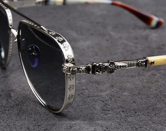 Gafas de sol ligeras de titanio, gafas unisex de estilo vintage para hombre y mujer, gafas de sol de moda 44