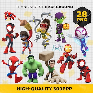 Spidey and his Amazing Friends PNG Clipart, Superhero clipart, Superhero PNG, Spidey iron on printable, Spidey and his Amazing Friends shirt