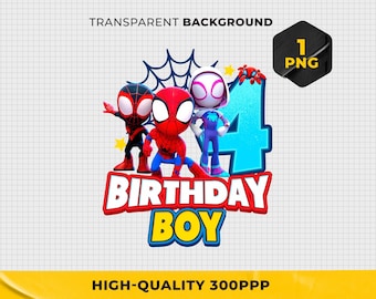 Spidey and His Amazing Friends png 4th Birthday Girl, Superhero PNG, Spidey, Printable Spidey shirt design, Design Shirt, Instant Download