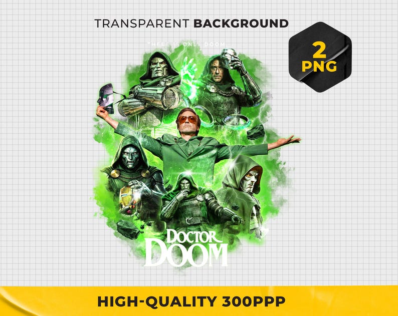 Dr Doom PNG Bundle, Villain Clipart, Comic Character Sublimation Design ...