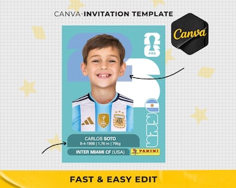 World Cup Sticker + 2026 Envelope (Editable in Canva) | Custom Photo Template | Digital File (Football Album Style, Actual Size).