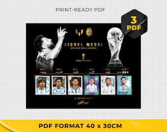 The Last World Cup Messi Poster PNG | Lionel Messi World Cup Journey Printable | Argentina Soccer Wall Art | Digital Download fan gift Messi