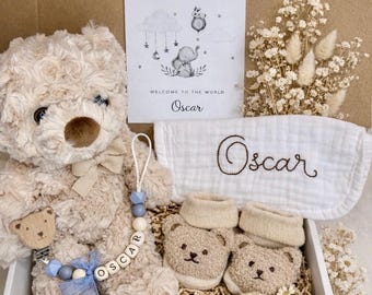 Personalized Baby Boy Gift Box, Newborn Welcome Keepsake Set