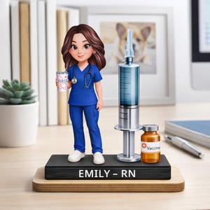 Personalized RN Gift, Nurse Desk Decor with Name, Cute Nurse Figurine, Graduation Gift for Nurse