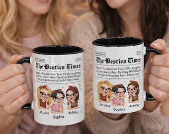 Personalized Best Friends Mug, Galentine Gift, Funny Friendship Coffee Cup, Besties Gift, Custom Names Girl Gang Mug