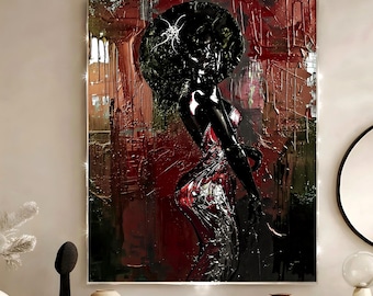 Black Woman Wall Art Dark Aesthetic, Bold Abstract Portrait, Modern Afro Art Print, Statement Wall Decor, Moody Luxury Artwork